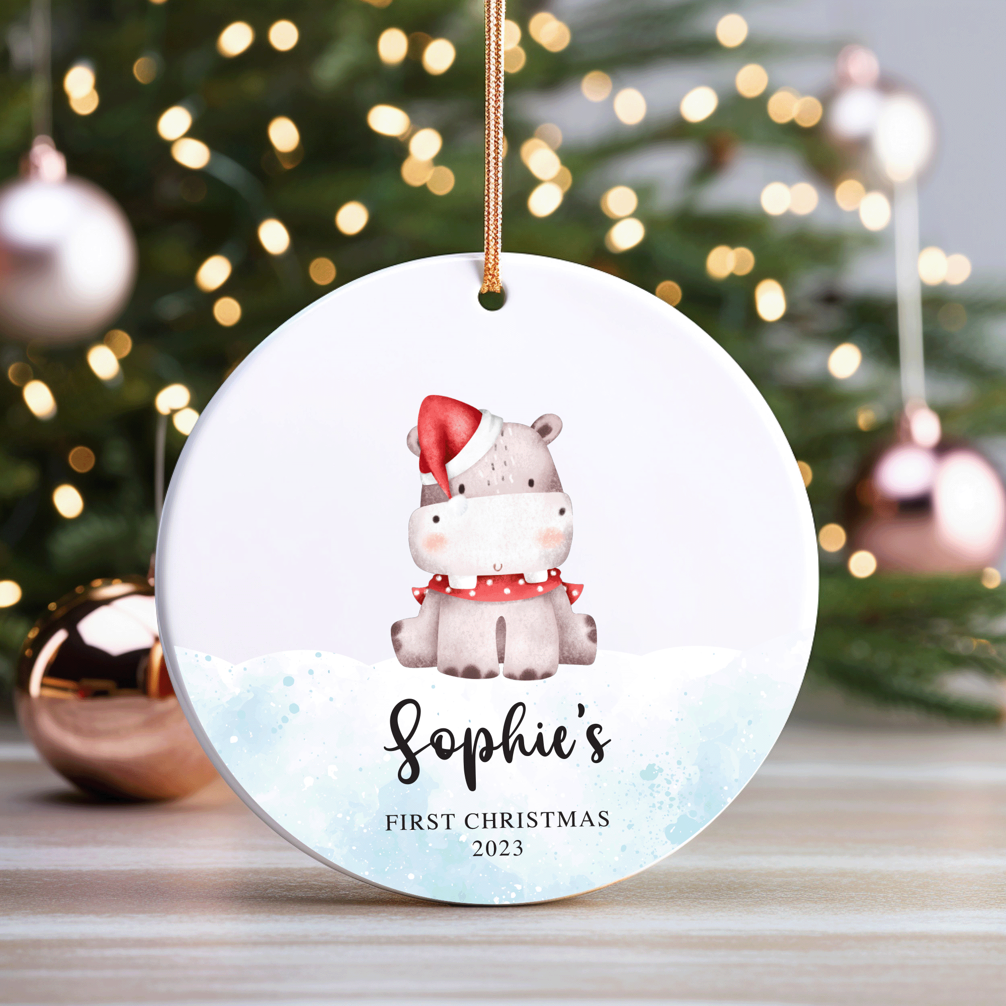 Personalised Ceramic Bauble - Hippo